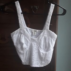 White lace crop tank